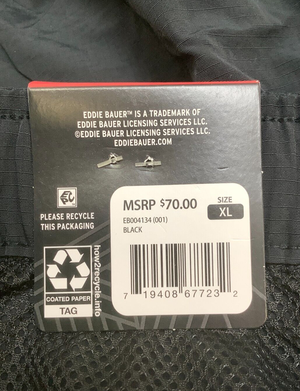Eddie Bauer Men’s Ripstop Tech Pull On Short, XL, Black, Free Shipping!!!