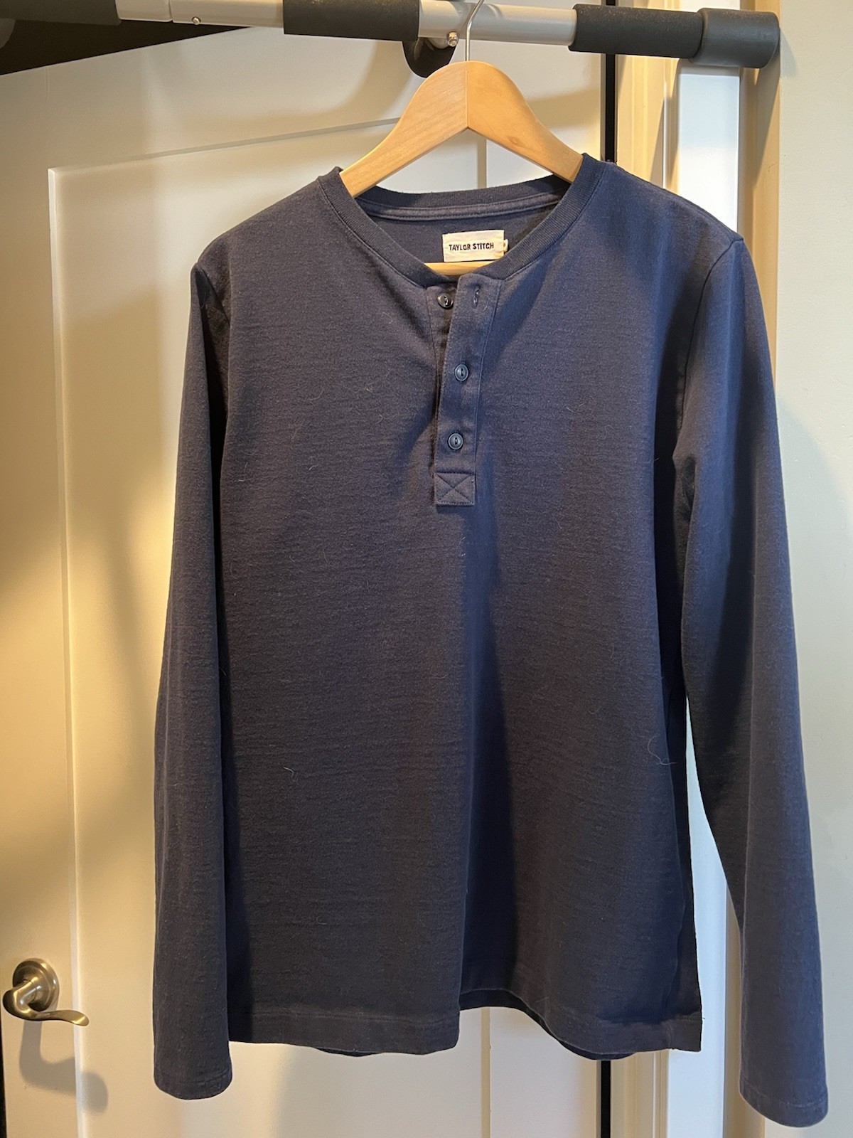 Taylor Stitch Men’s Blue Solid Henley Heavy Bag, Size 40