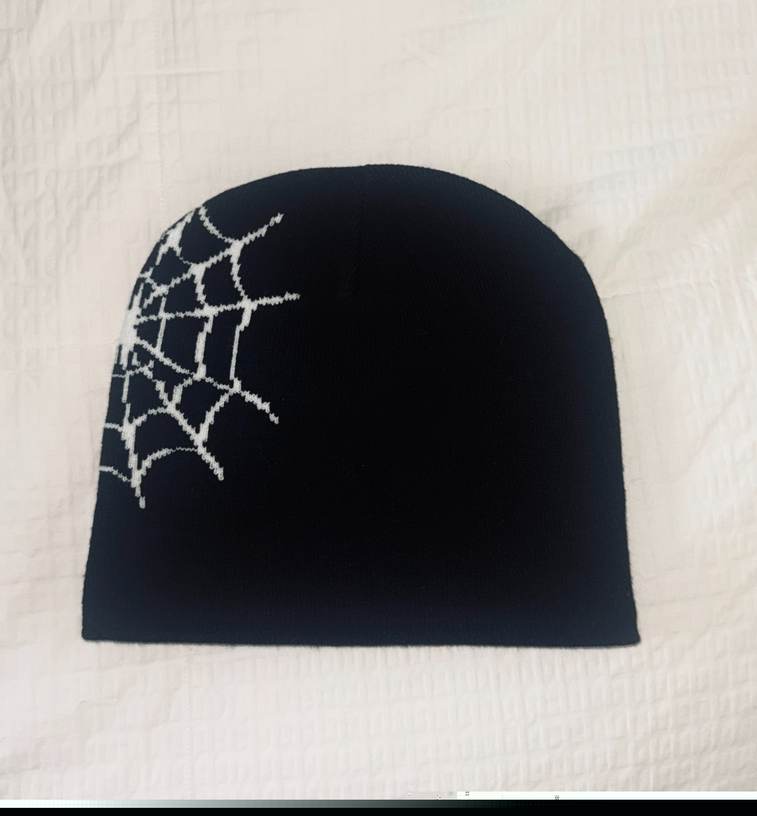 Gray Visions Spider Web Knit Gothic Beanie Black White Goth Y2K Streetwear NWOT
