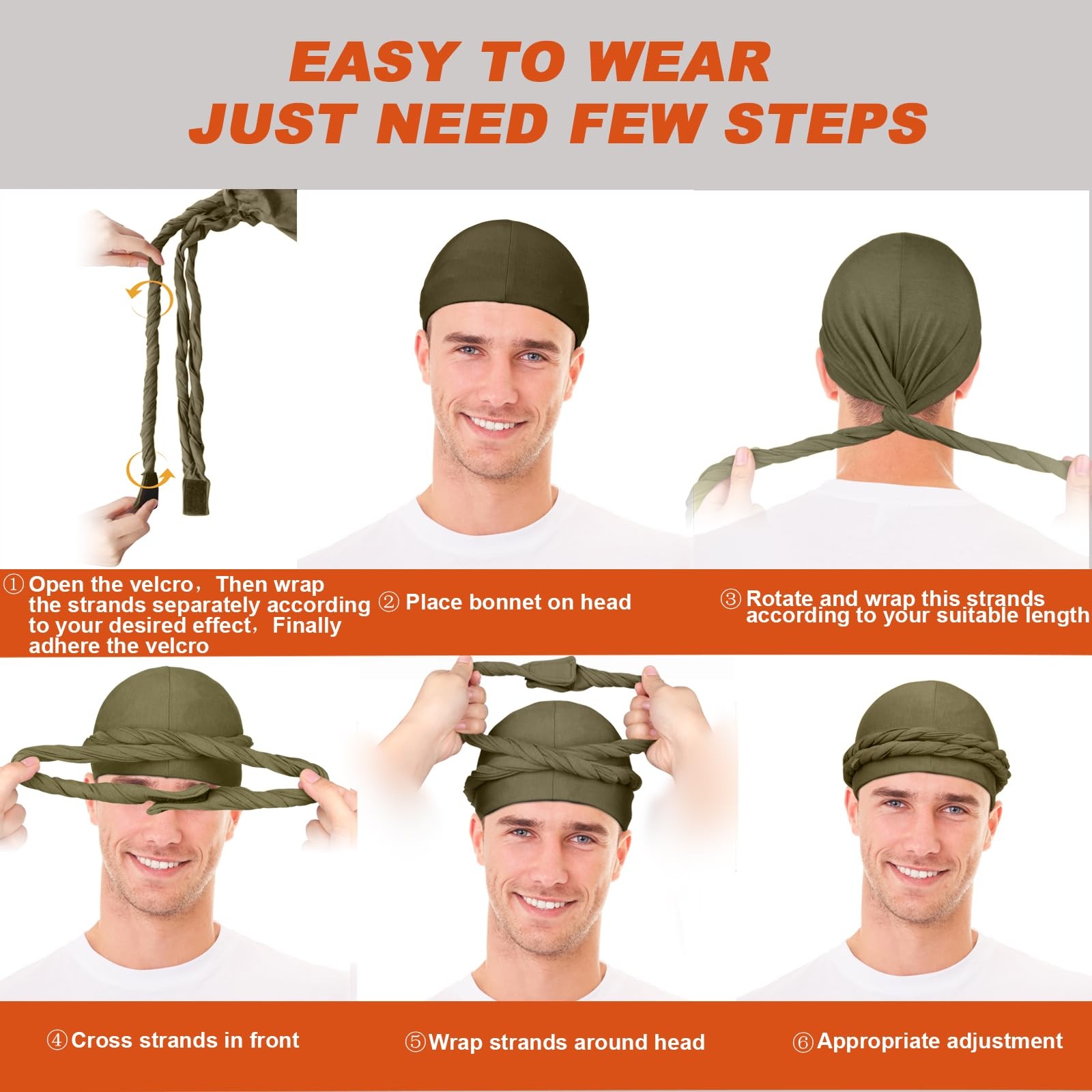 MLTUAGE 2 Pcs Upgraded Satin Lined Turban Silky Head Wraps for Men, Mens Turb…