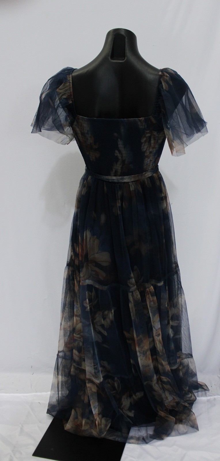 Baltic Born Women’s Nicola Tiered Tulle Maxi Dress LB3 Dark Blue Floral Small