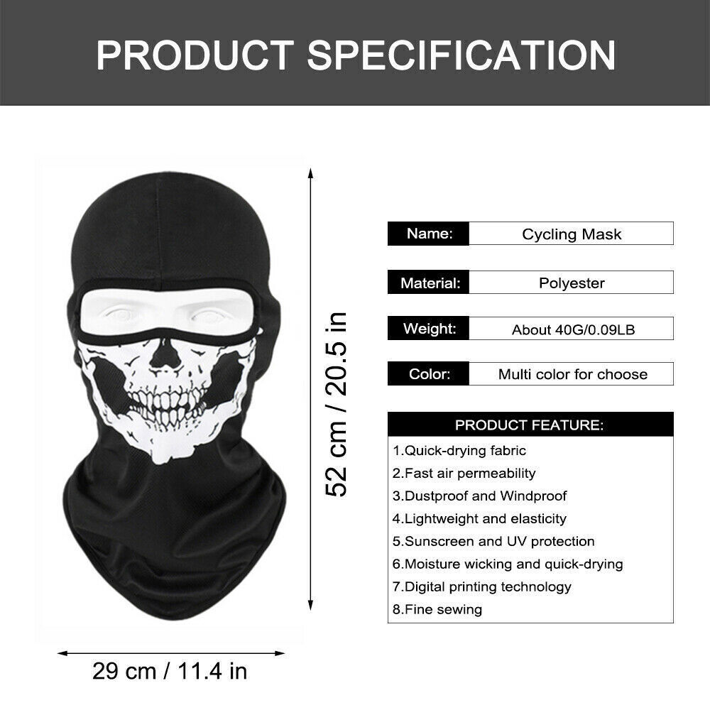 Tactical Full Face Masks Thin Skull Balaclava Motorcycle Bike Helmet Liner Hat