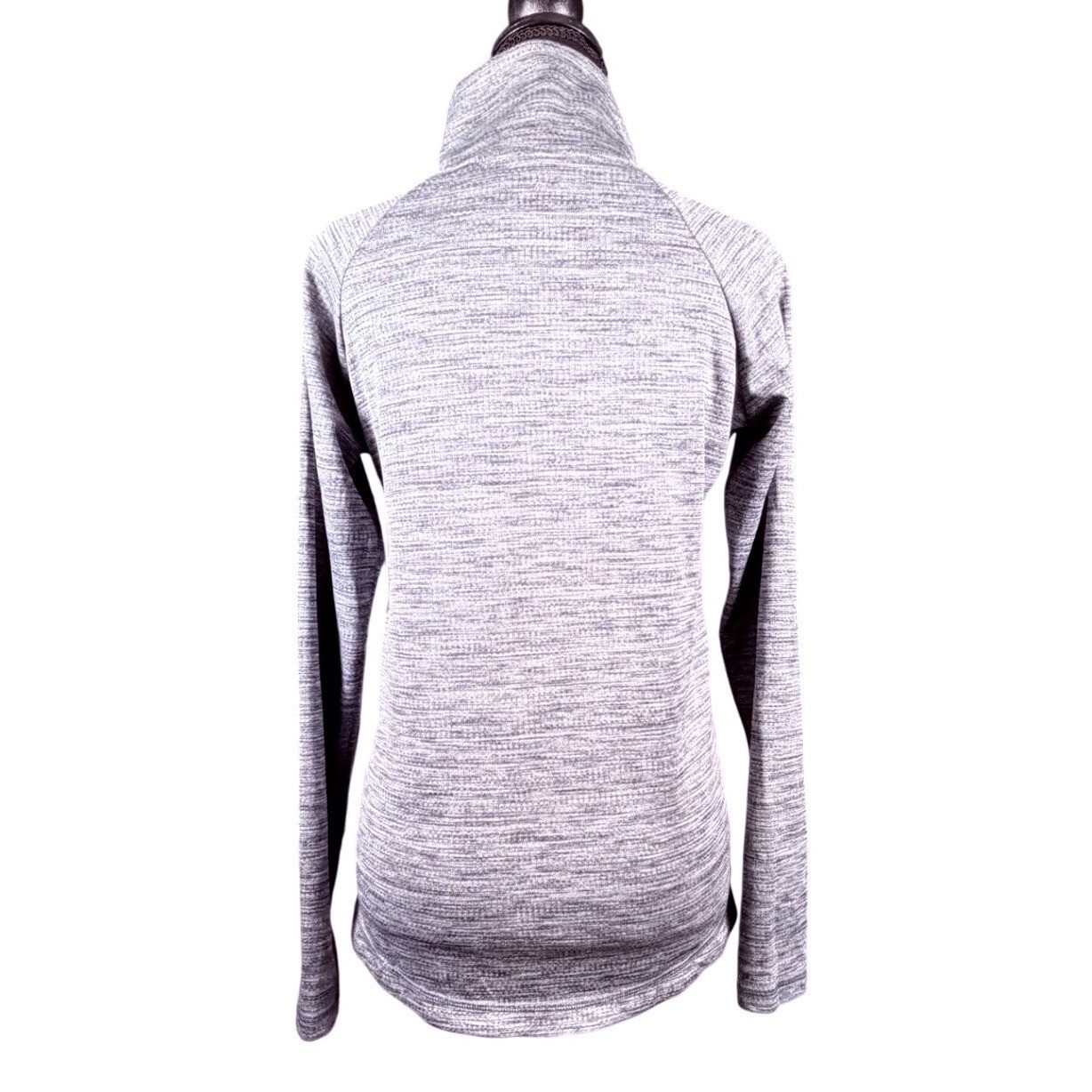 IBKUL Womens Gray Heather Quarter Zip Pullover Long Sleeve Athleisure Top Size S