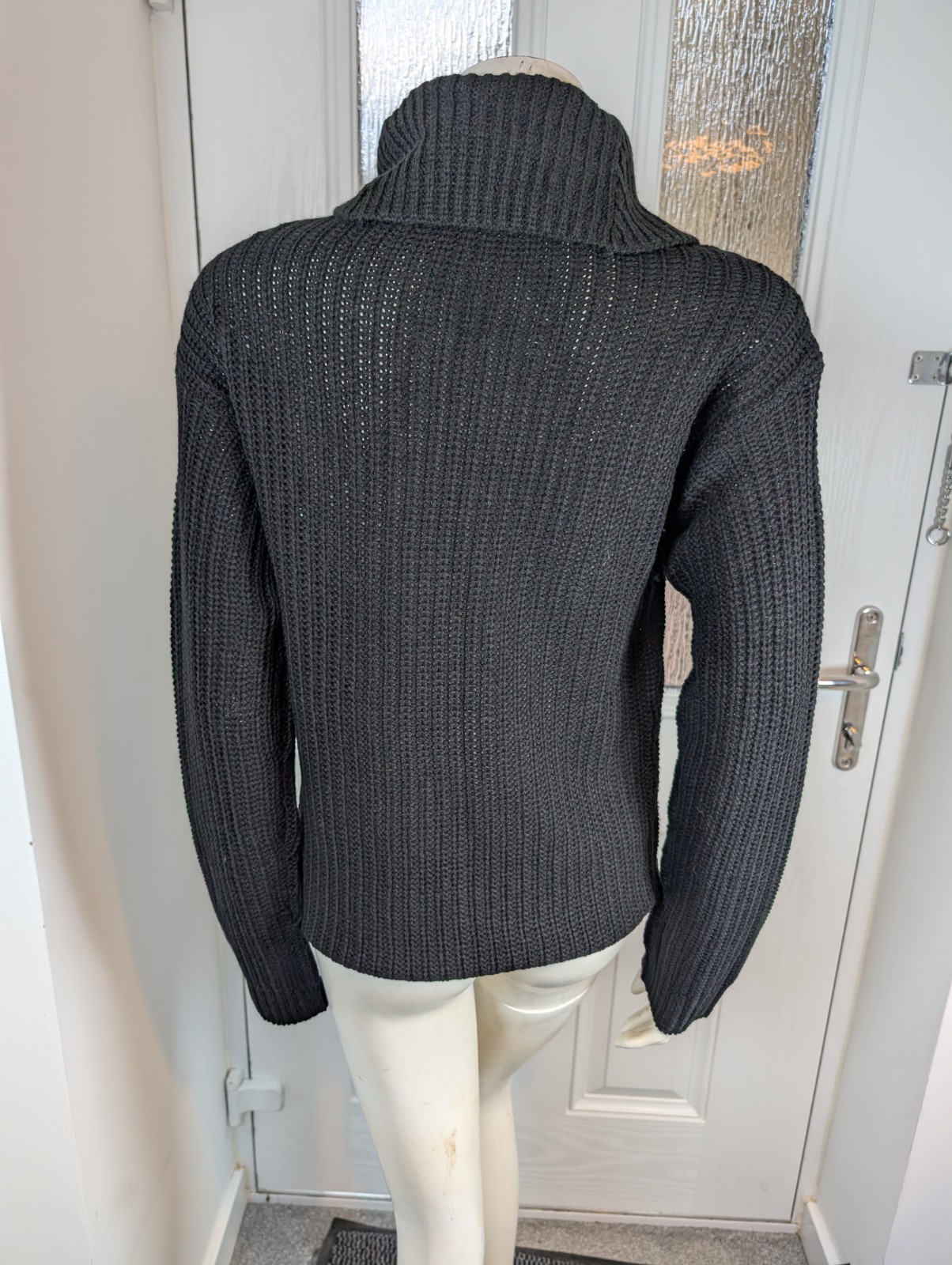 BNWT Select Berry Red & Black Color Block Cowl Neck Cable Knit Jumper Size M