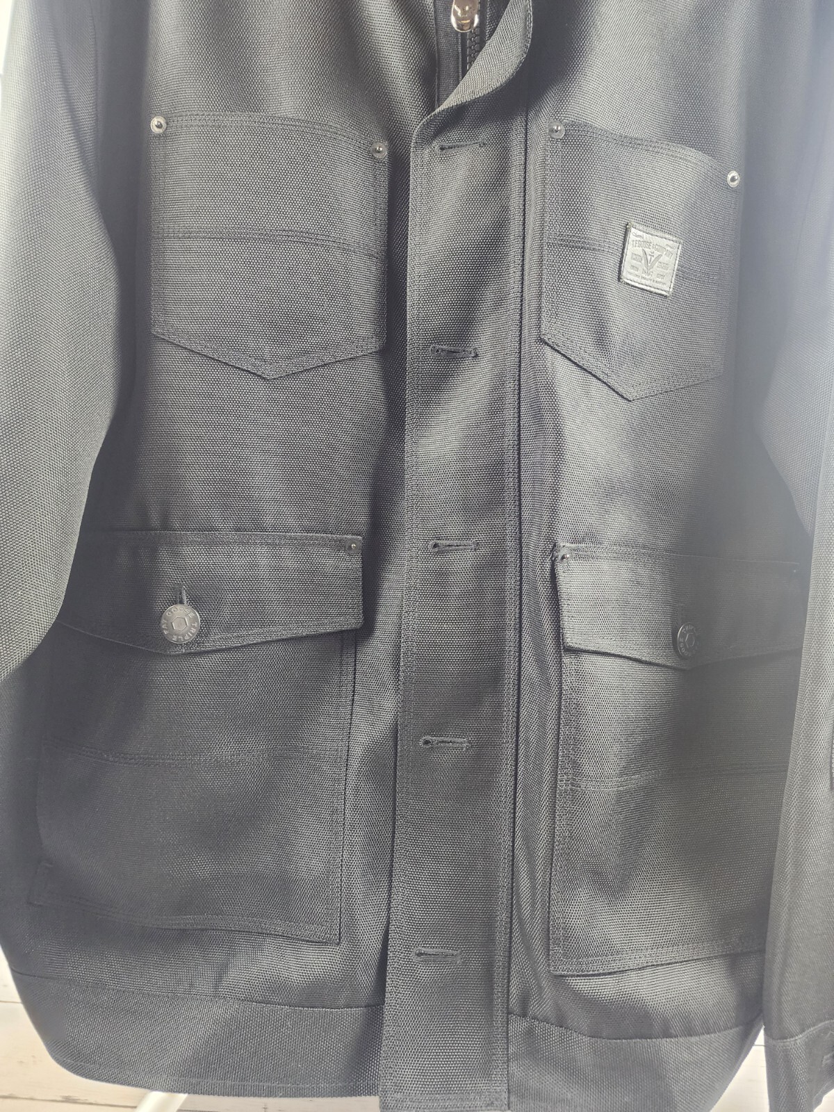 Blouson Style Jacket In Black By TFG & Co., Full Zip/Button/Pockets, Men’s 2XL