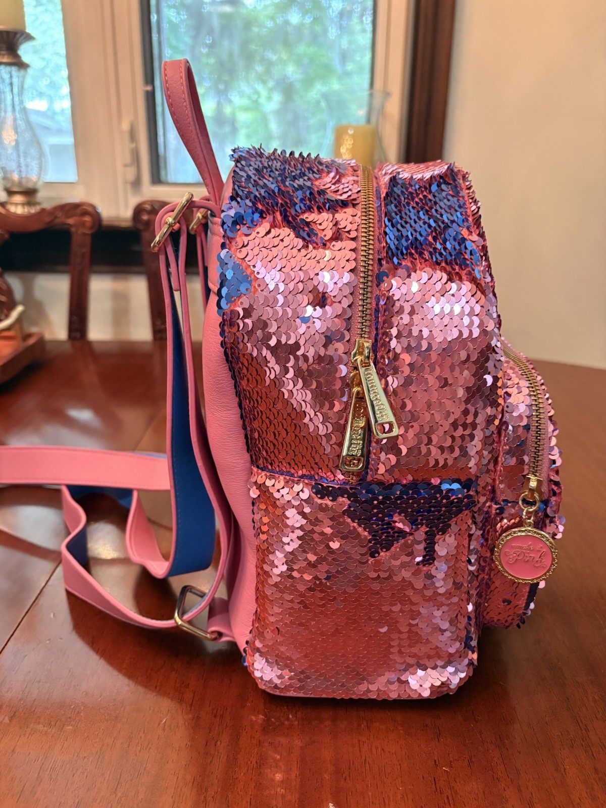 Loungefly Disney sleeping beauty Pink Blue flippy Sequin Mini Backpack