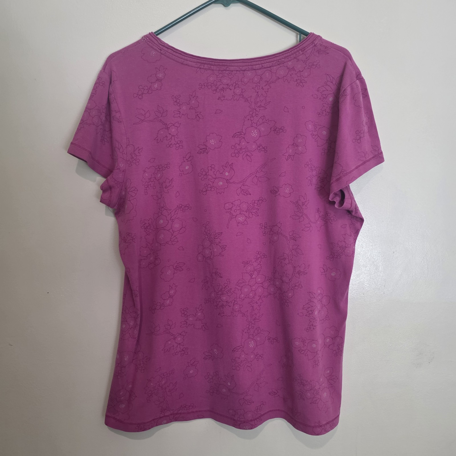 Sonoma Life + Style Women’s Pink Floral Knit Cotton Scoop Neck T-Shirt XL Summer
