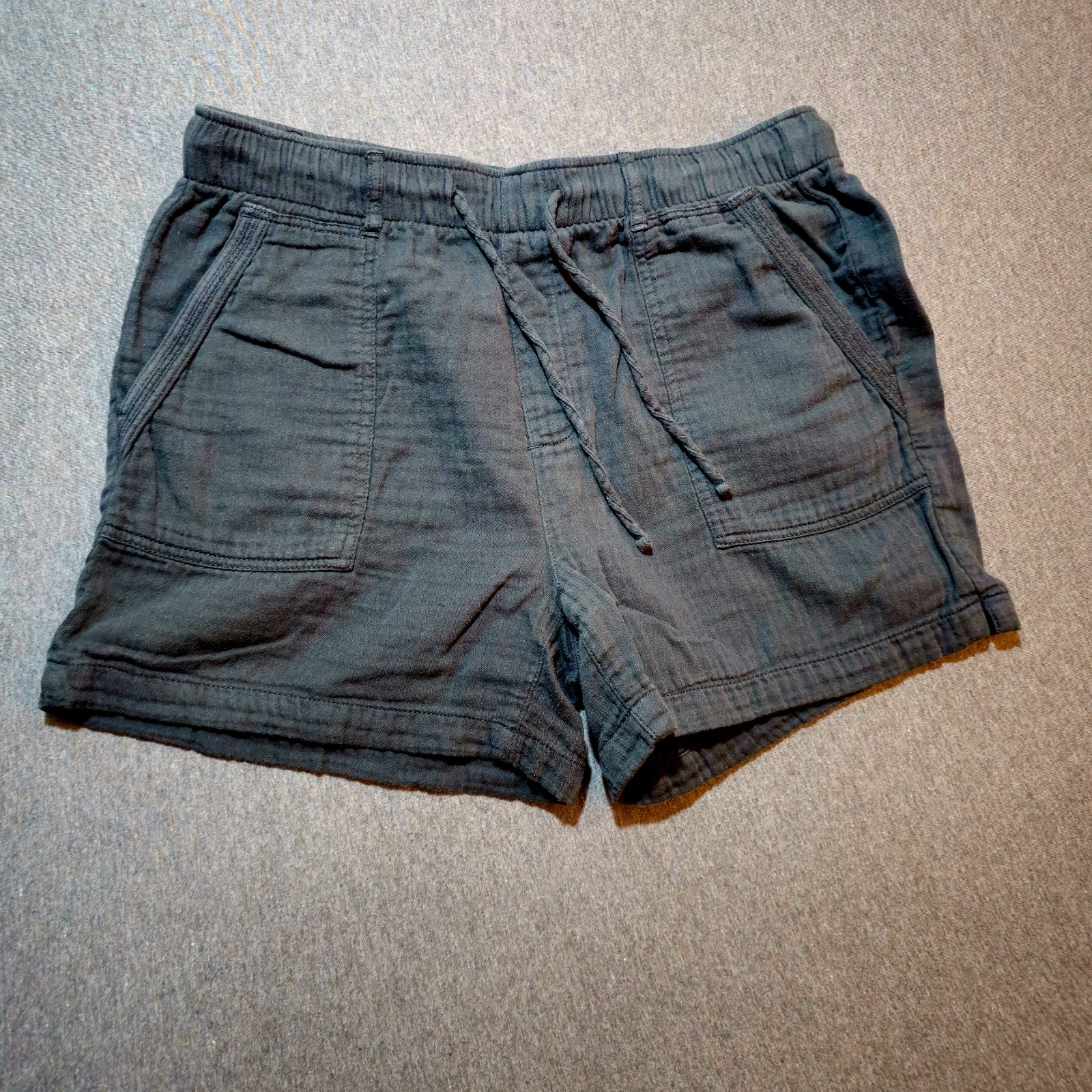 Old Navy Black Linen Blend Utility Drawstring Casual Shorts Size Medium