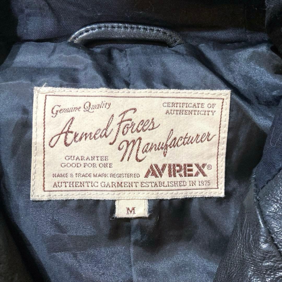 AVIREX Lamb Leather Hooded Jacket Blouson Coat Men Size M Black Genuine