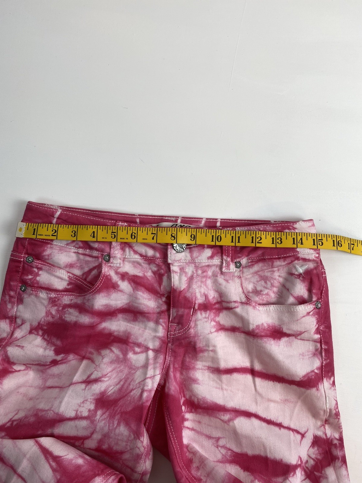 Grane Junior Tie-Dye Pink & White Jeans Zipper at Bottom Low-Rise Size 9