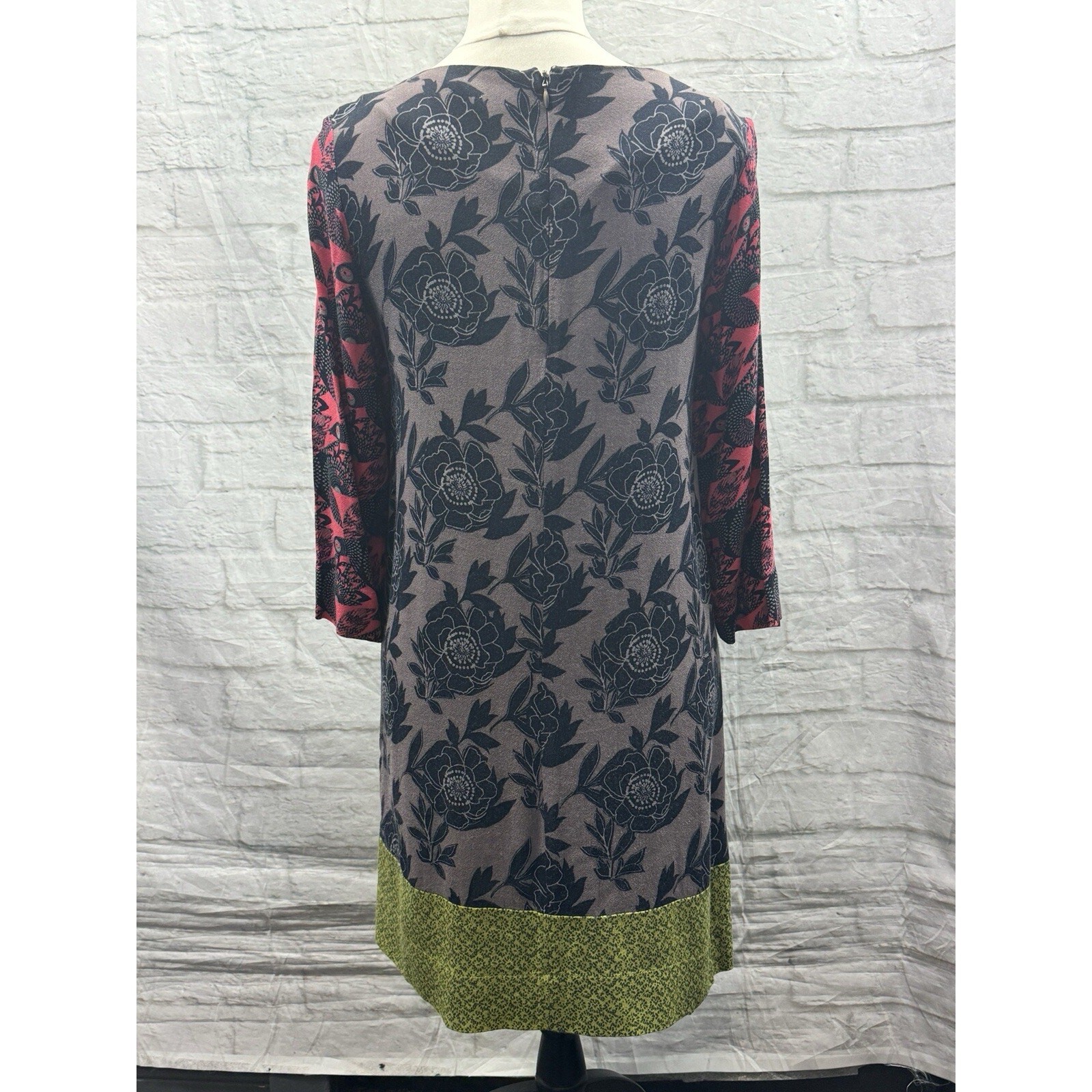 White Stuff Shift Dress Pink Blue Purple Size 10 Bird & Floral Print Cottagecore