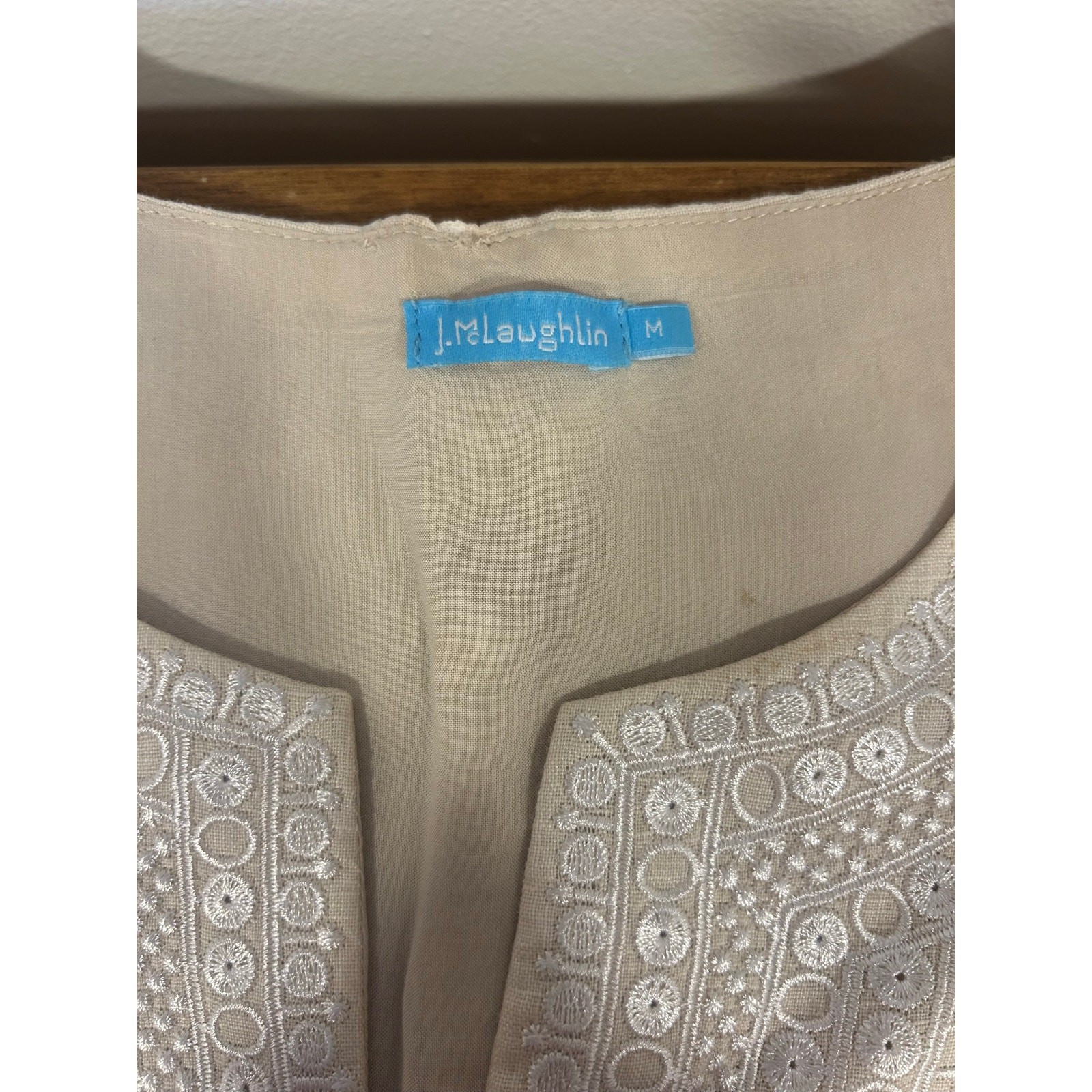 J MCLAUGHLIN Sz M 100% Linen Fully Lined Lightweight Coastal Beach Cottage-Core