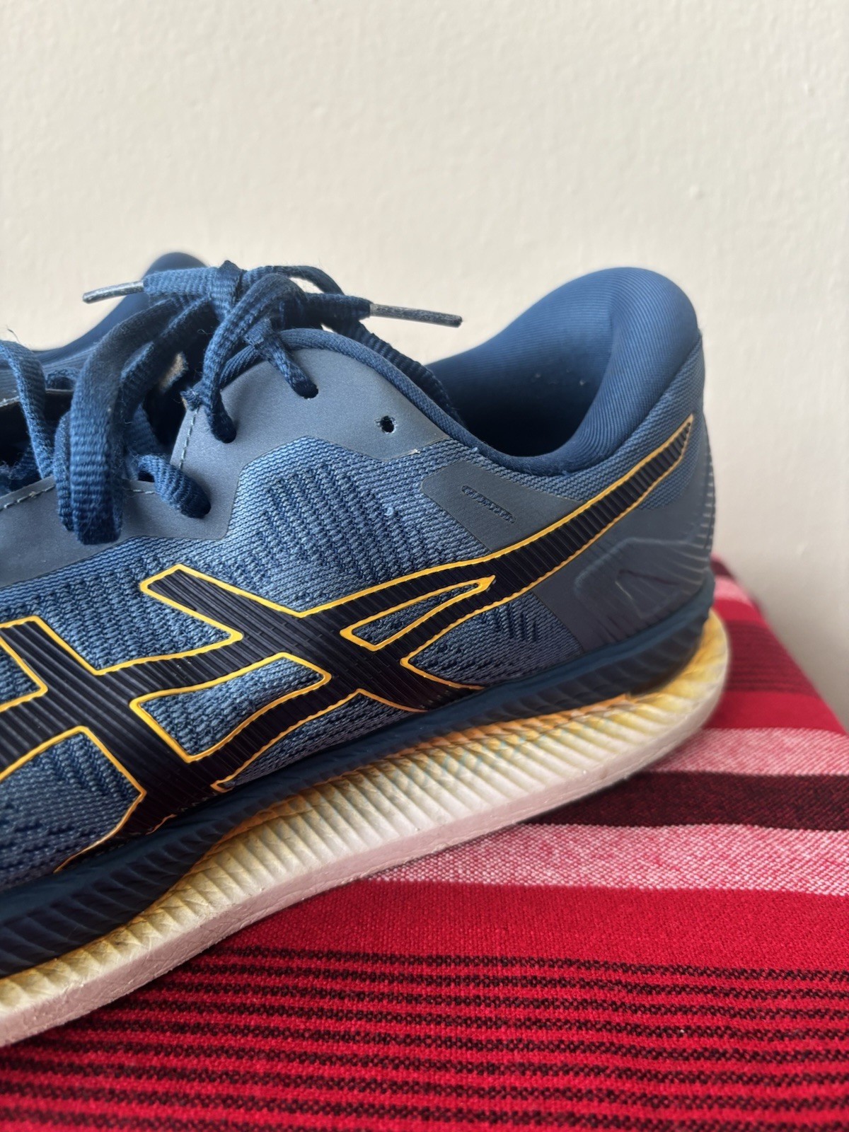 Size 13 – Asics GlideRide Mako Blue Men Pre-Owned 1011A817 Synthetic Fiber Upper