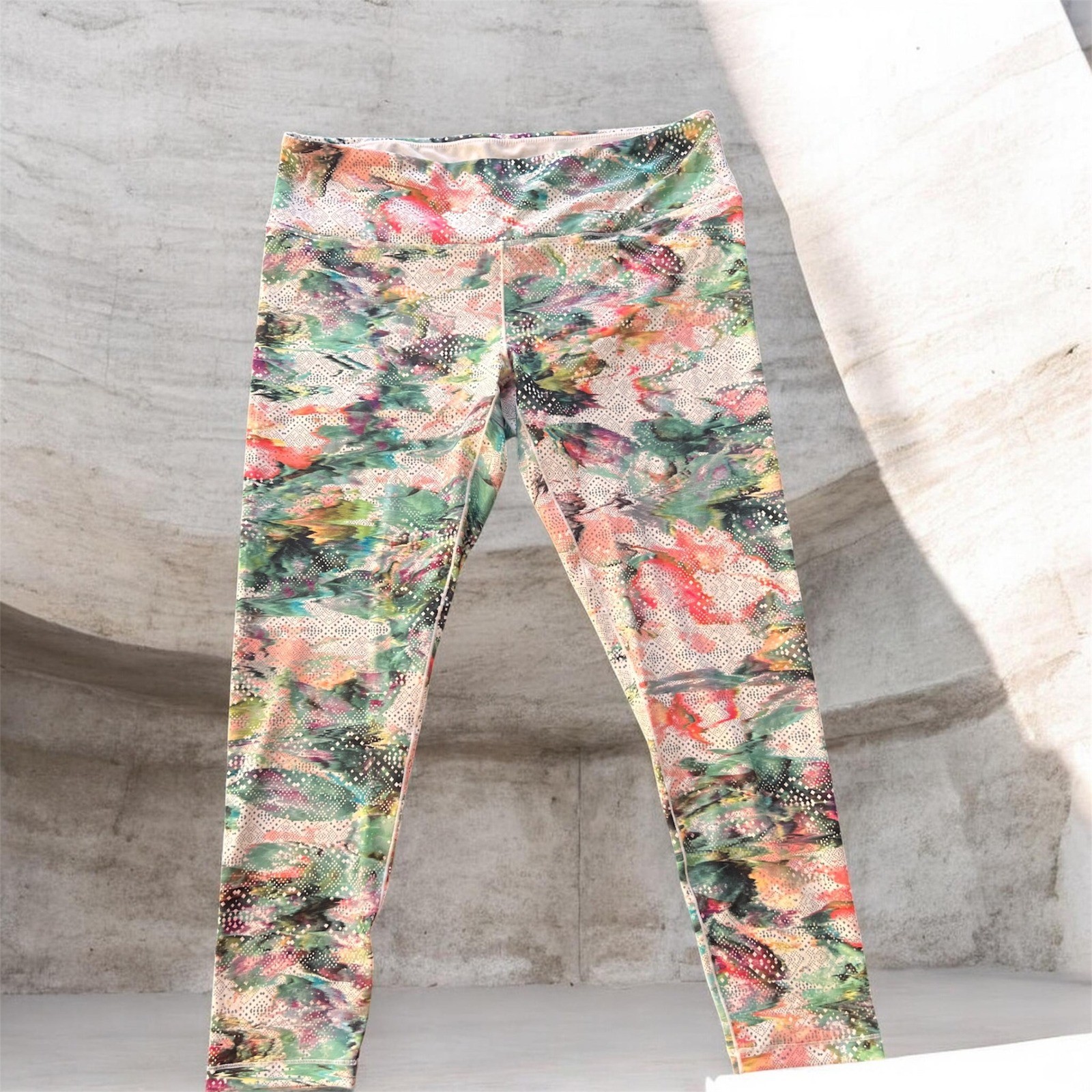 Prana Womens XL Multicolor Abstract Print High Rise Yoga Athletic Leggings