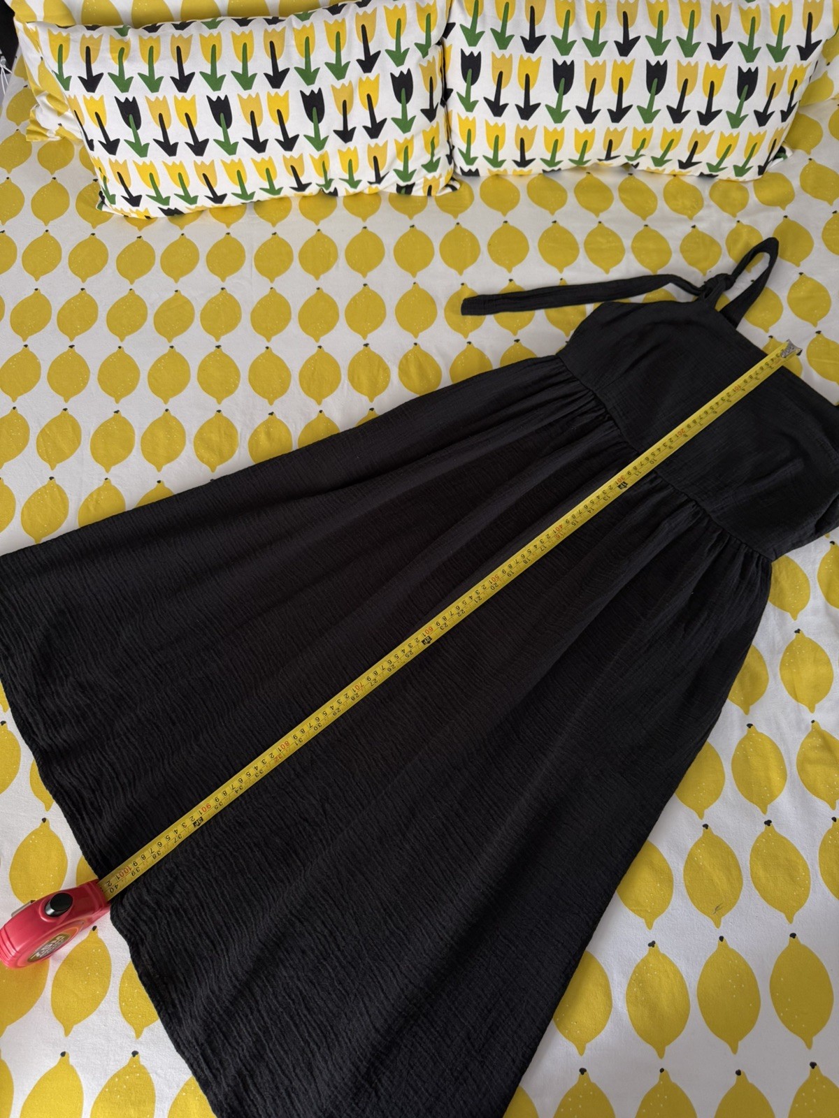 Lucy & Yak Black Faye Tie Strap 100% Cotton Summer Dress UK 10 Great Condition