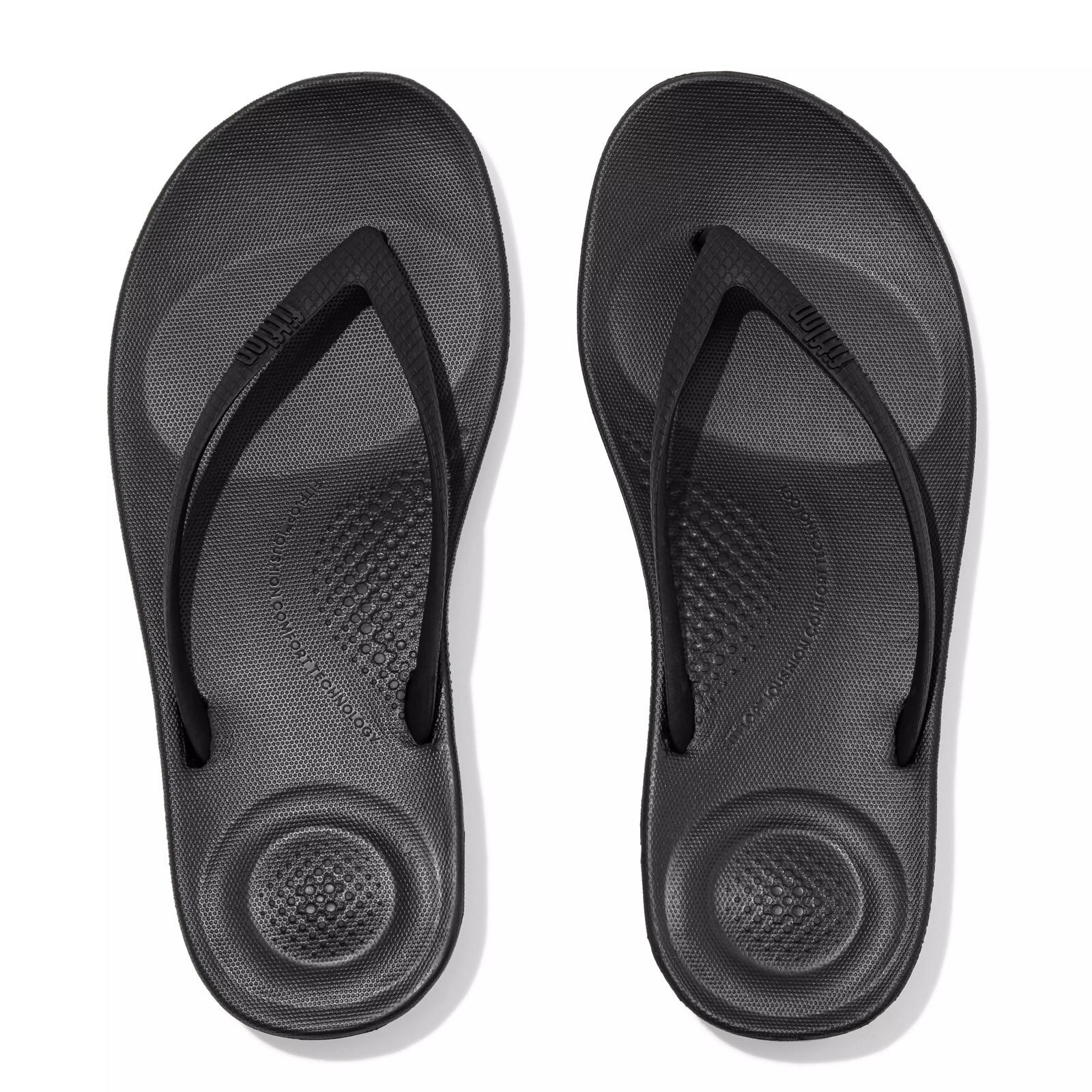 FitFlop iQushion Ergonomic Flip-Flops All Black, Women’s US size 10