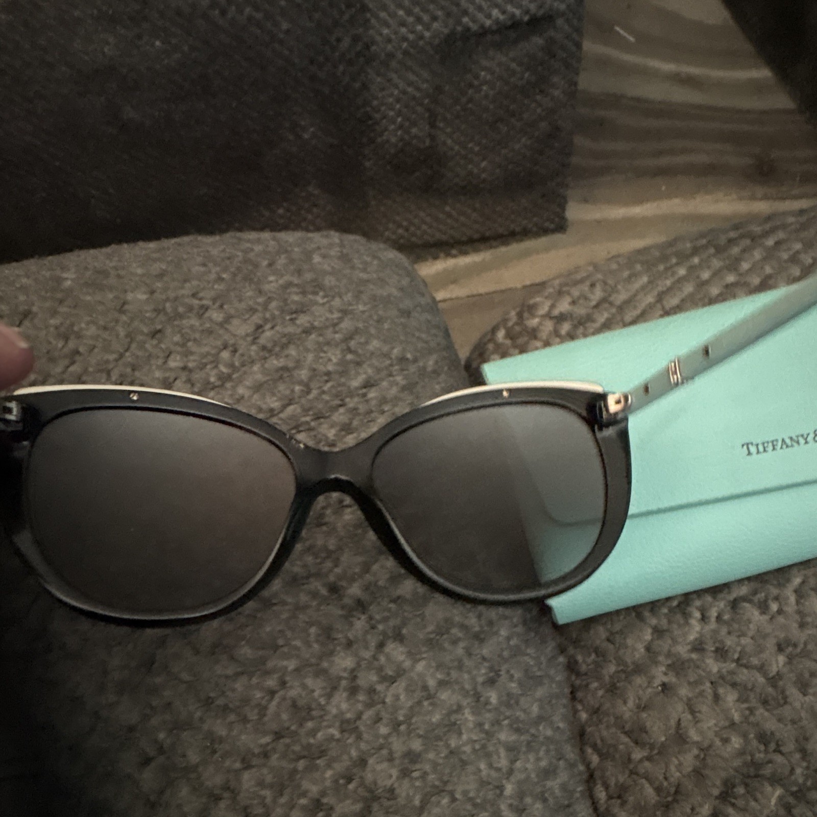 Tiffany & Co. Women’s Round Oversized Sunglasses Black Frame Gray Tinted Lens