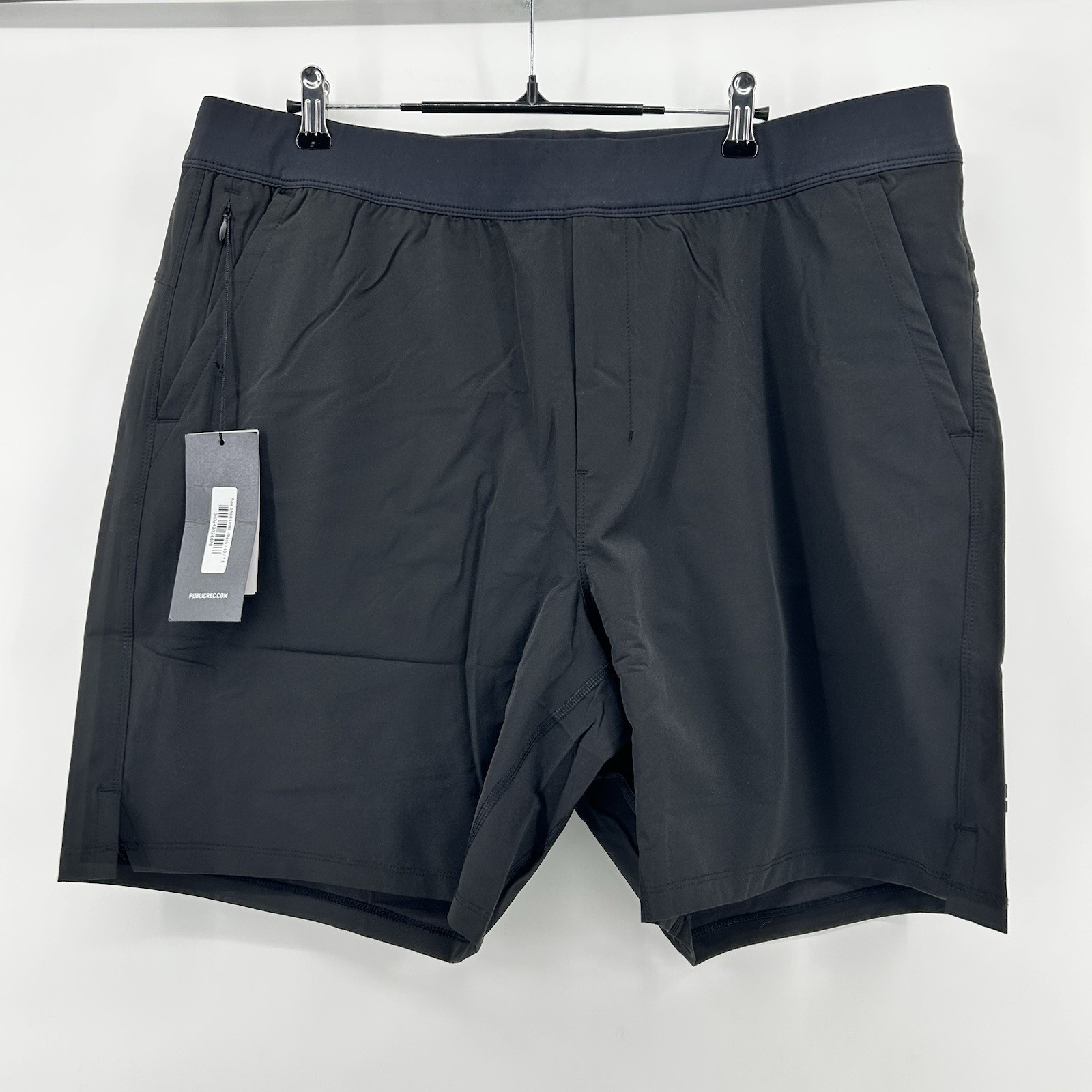 Public Rec Flex Shorts Mens 40×7.5″ Black Lined Hybrid Athletic Camp Beach NWT