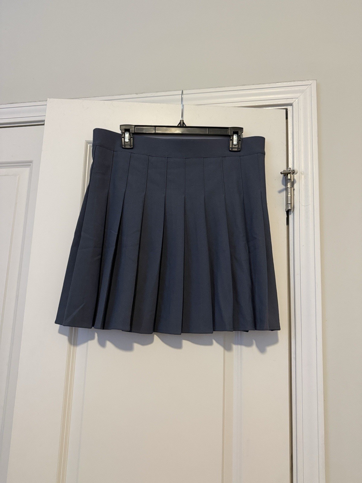 Womens Gray Solid Pleated Mini Skirt