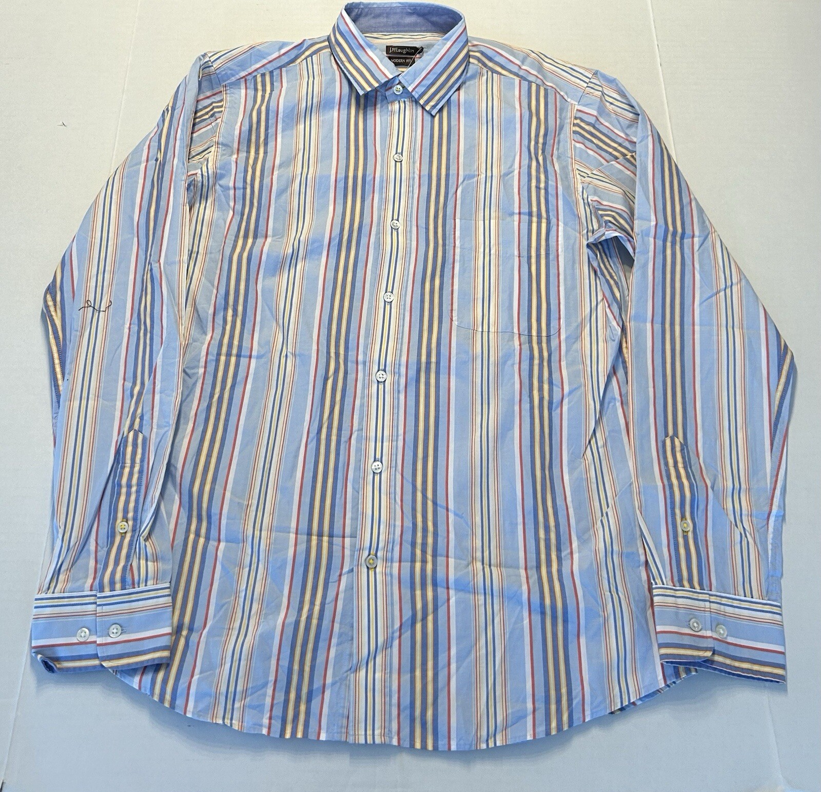 NWT $148 J. McLaughlin Men’s Gramercy Modern Stripe Button Down Size Medium