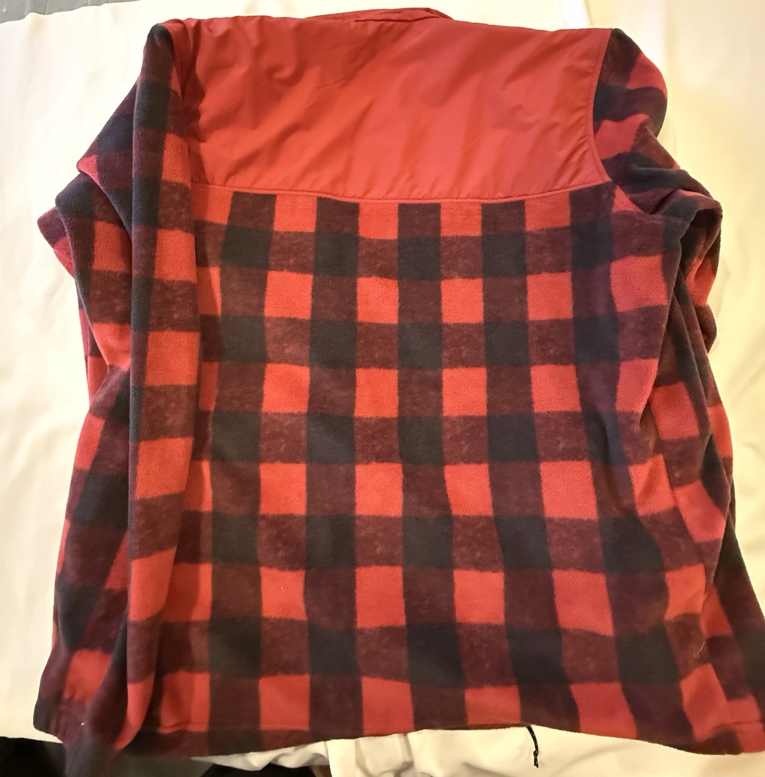 Columbia Men’s Large Red Black Buffalo Plaid Fleece Jacket Full Zip Outdoor