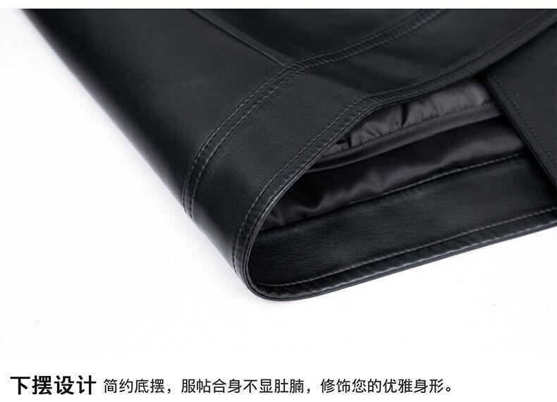 Mens Formal Elegant Faux Fur Collar Leather Loose Zipper Jacket Winter Down Coat