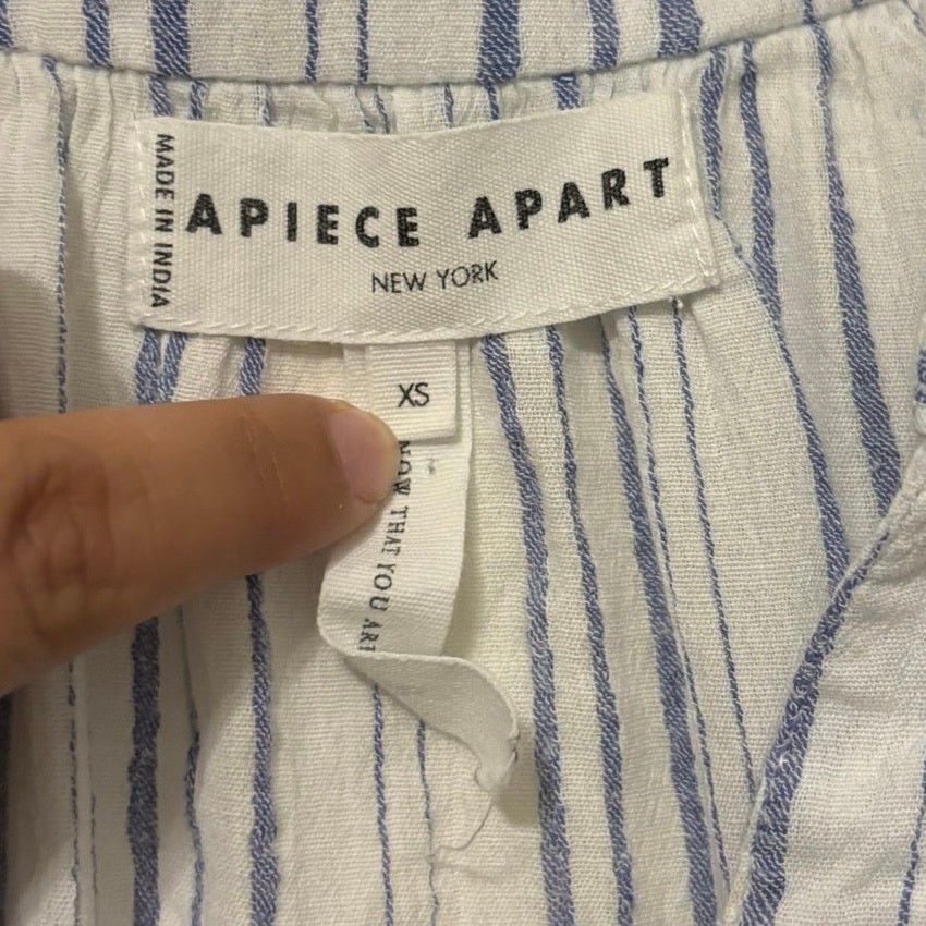 Apiece Apart 100% Cotton Blue White Striped Mini Dress Size XS