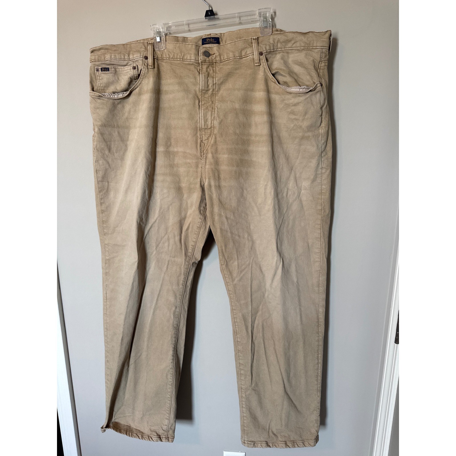 Polo Ralph Lauren Mens 48×34 Tan Khaki Straight Leg Stretch Cotton Pants
