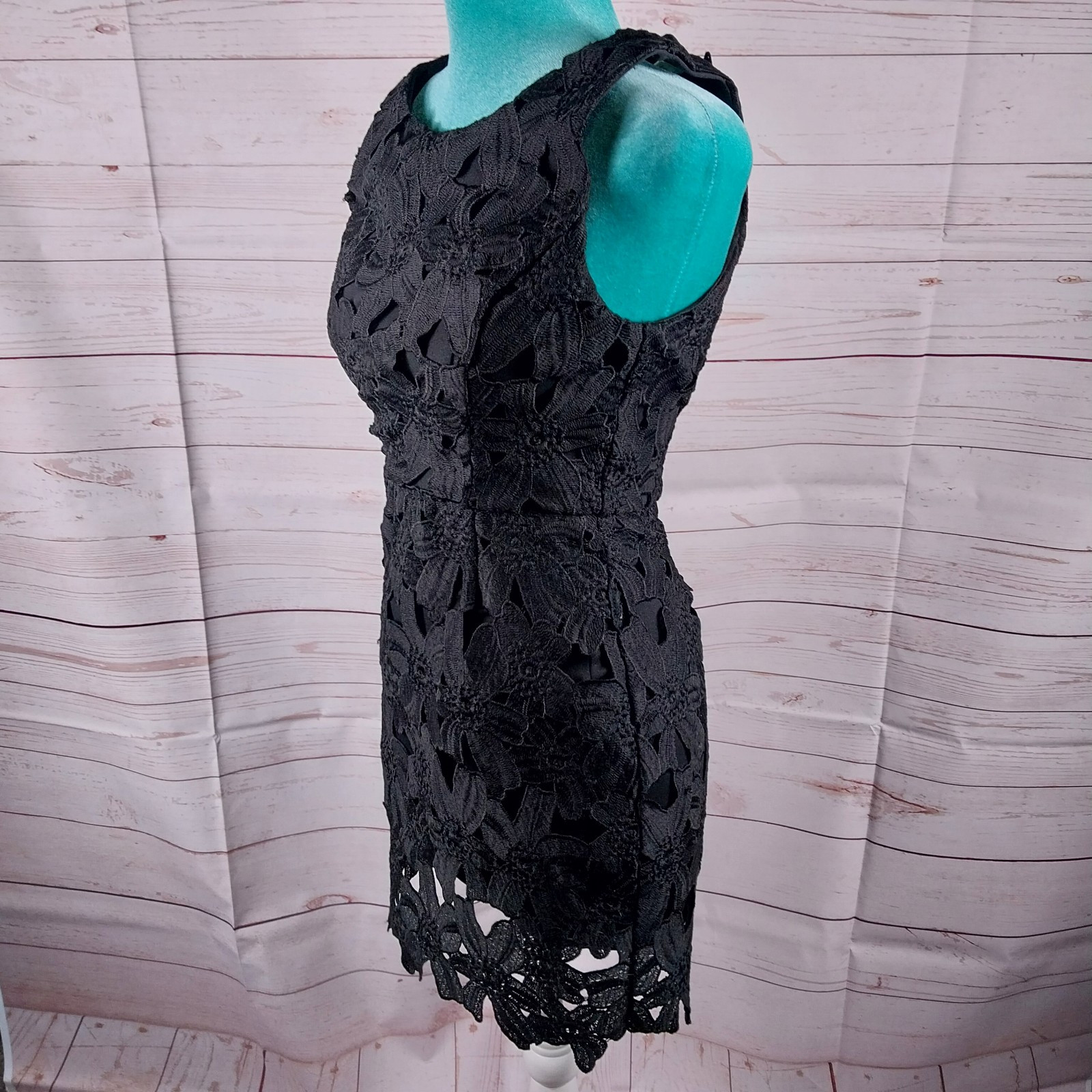 ASTR The Label Black Mini Length Dress Womens Size XS Floral Embroidered Layer