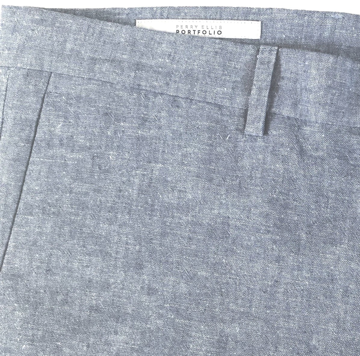 Perry Ellis Portfolio Linen Pants Slim Fit Bay Blue Size 38 x 30 Retail $95