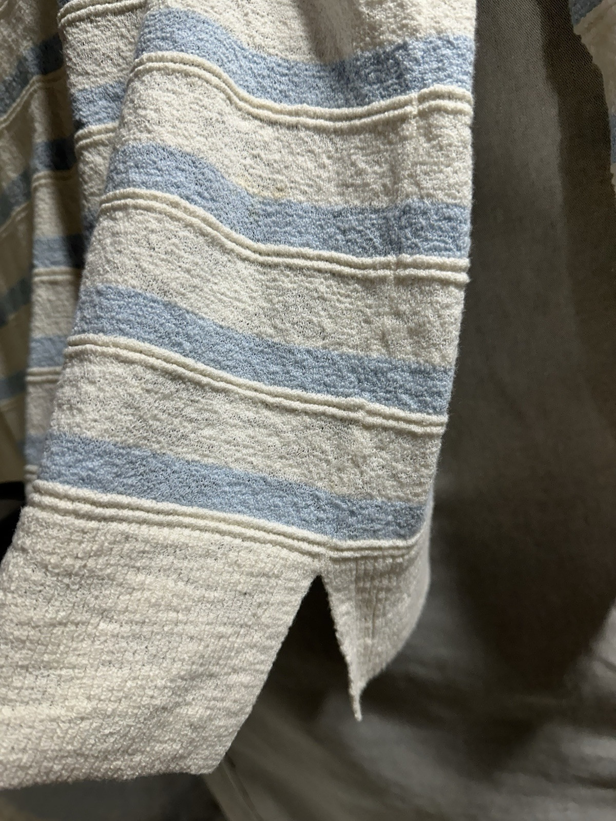 LOFT Tunic Top Womens Small Striped Blue Ivory Oversized Costal Beachy
