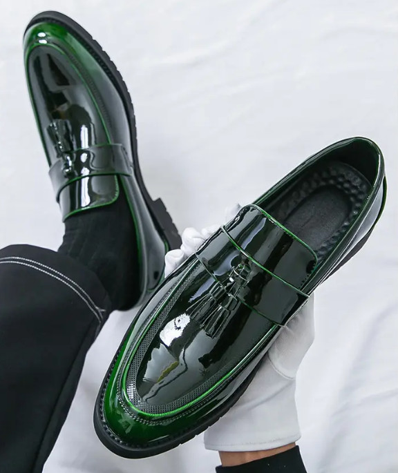 Glossy Men’s Patent Leather Dress Formal Casual Shoes Tassels Loafers Wedding