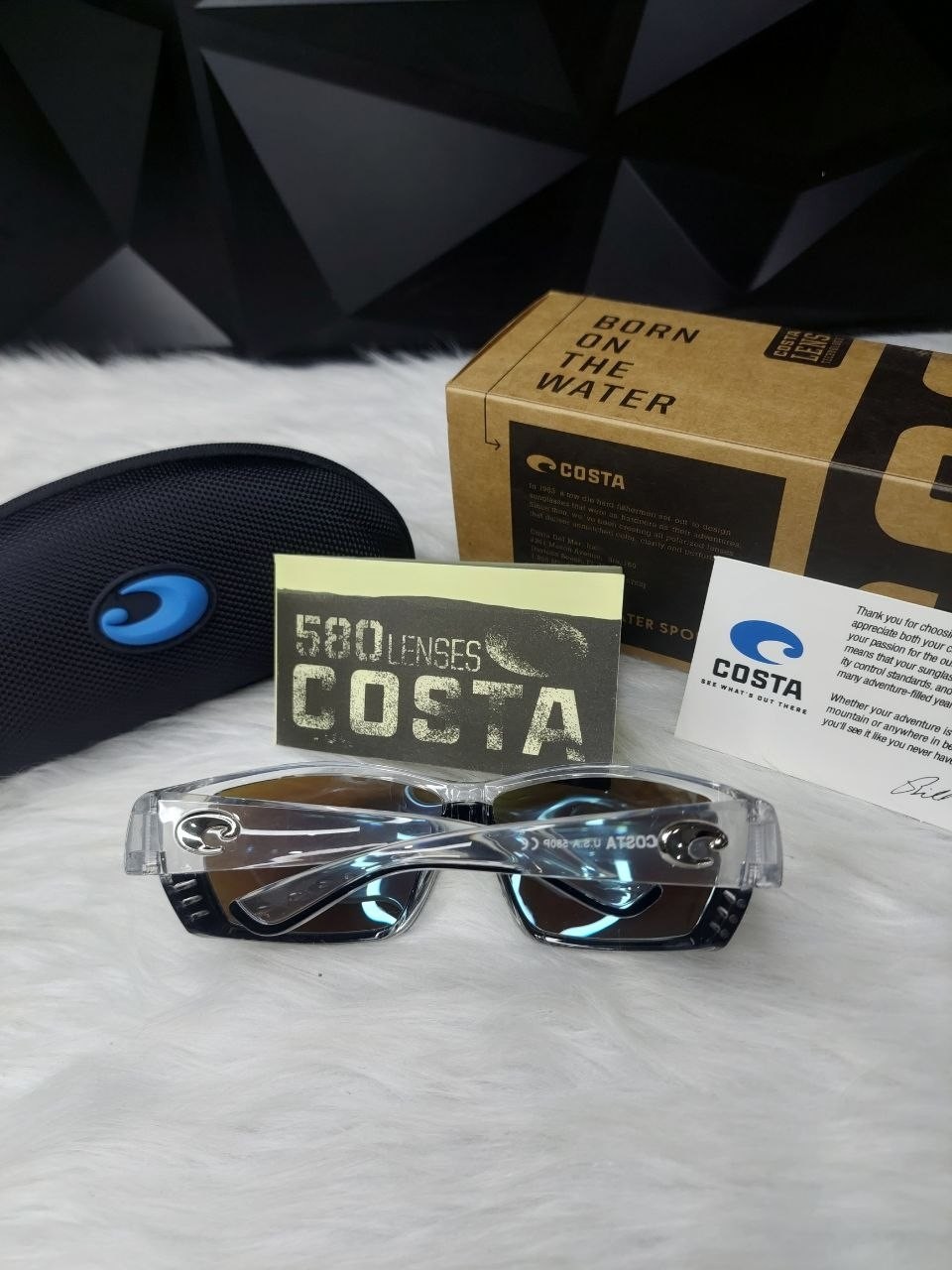 Costa Del Mar Polarized Sunglasses Clear Frame Blue Mirror 580P UV400 Fishing
