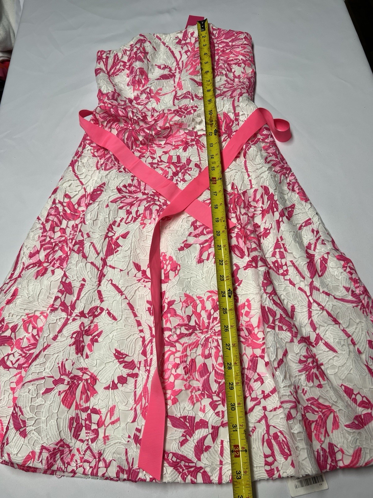 Lilly Pulitzer Sienna Strapless Dress Caliente Pink & White Lace Sz 00 NWT
