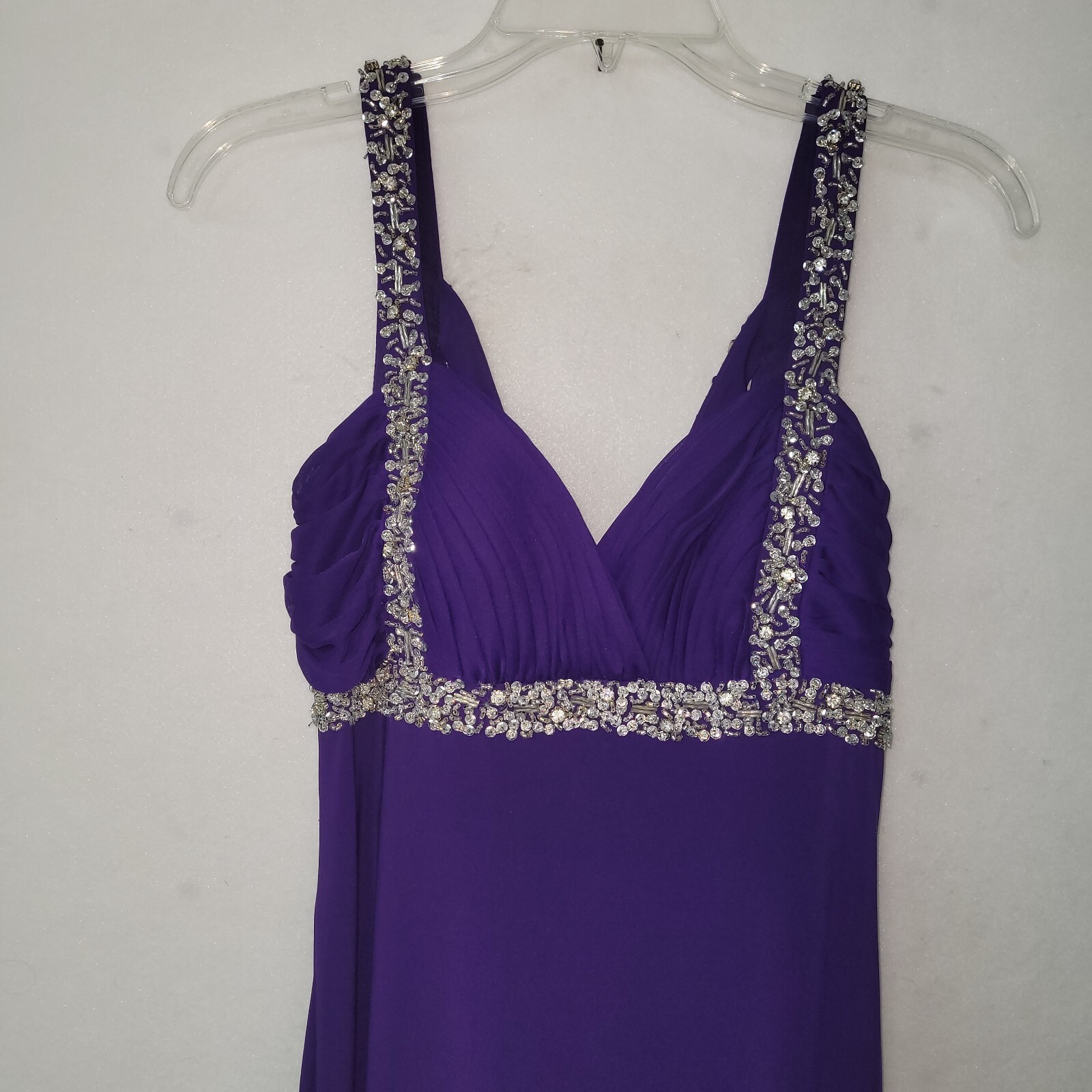 Betsy & Adam Dress Womens 8 Formal Purple Rhinestone Gown Lined Prom Wedding New