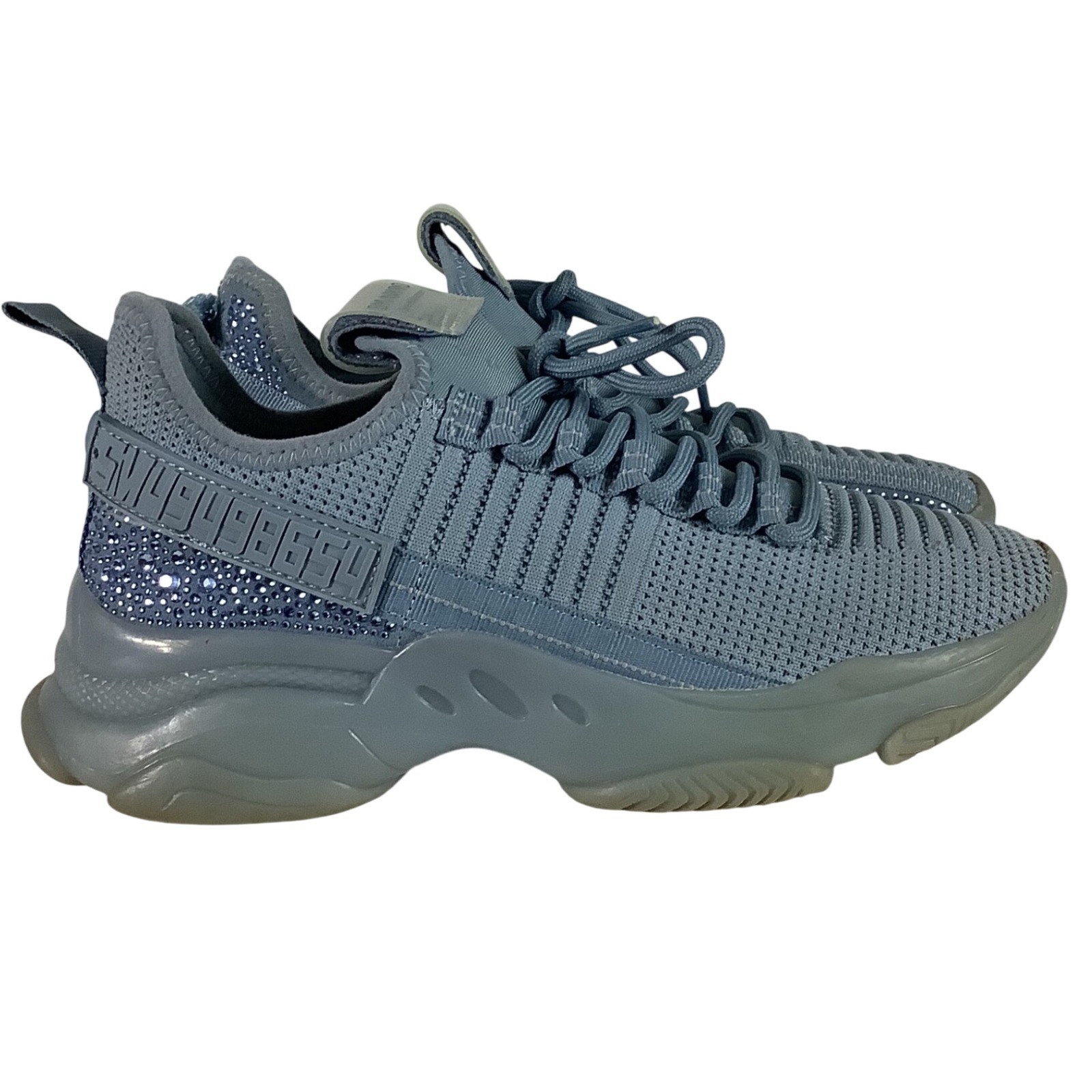 Steve Madden Maxima Rhinestone Knit Chunky Sneakers Blue SM49498654 Womens