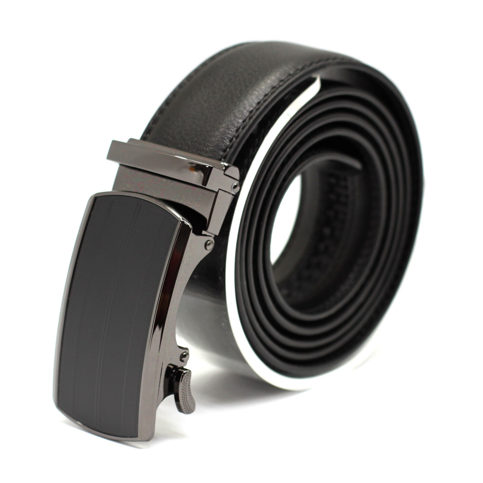 Men’s Belt Leather Ratchet Belts Automatic Buckle 1.37inch Width