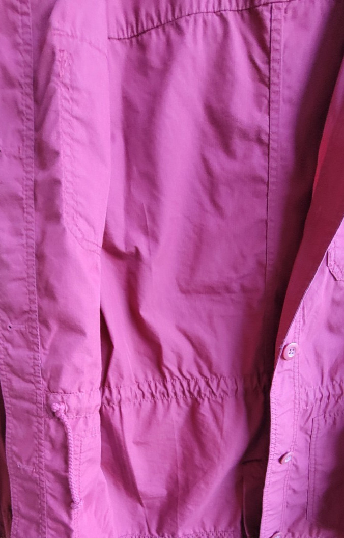 Eddie Bauer Womens Utility Cinch Waist Jacket Buttons Flap Pockets Brick Red XL