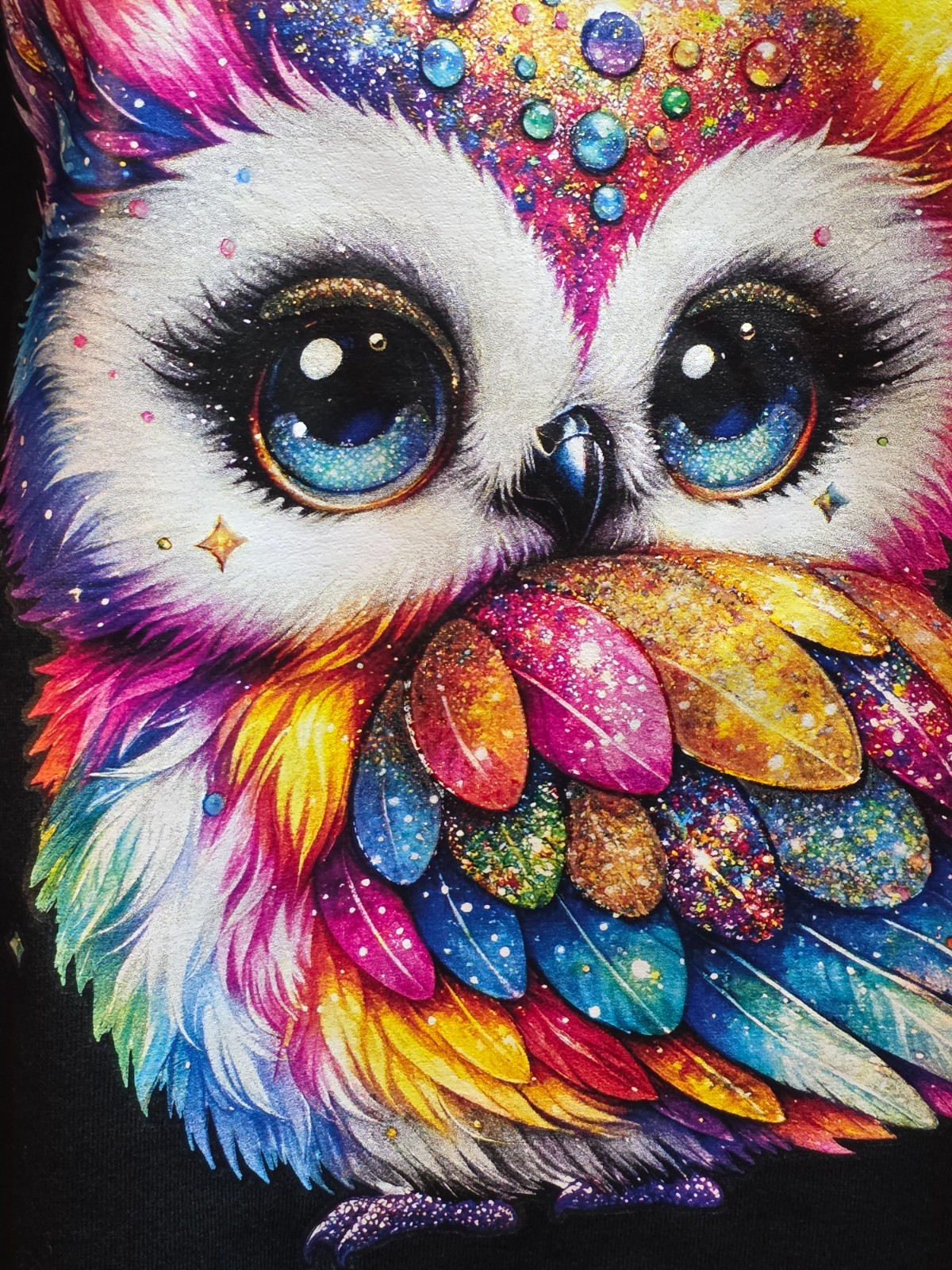 Glitter Owl T-shirt X-Large Black