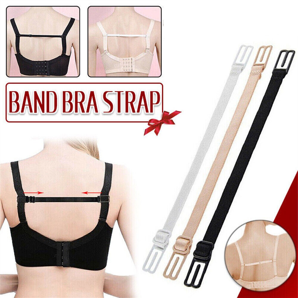 2x Women Bra Straps Holder Anti-slip Elastic Adjustable Clips With Metal Buckles