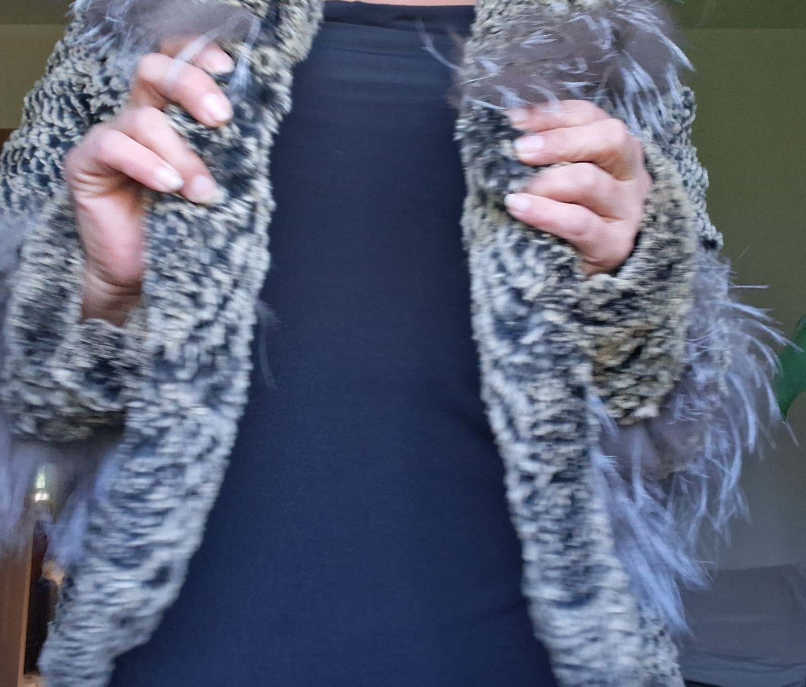 Real fur jacket, womens size small, rabbit body and lining fox trim.
