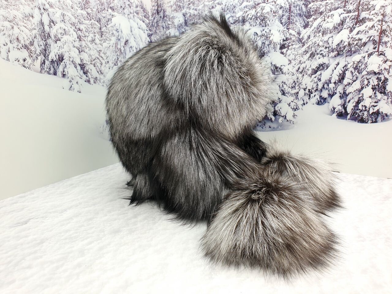 Real Silver fox fur women winter trapper hat Aviator Ushanka style Ears flap