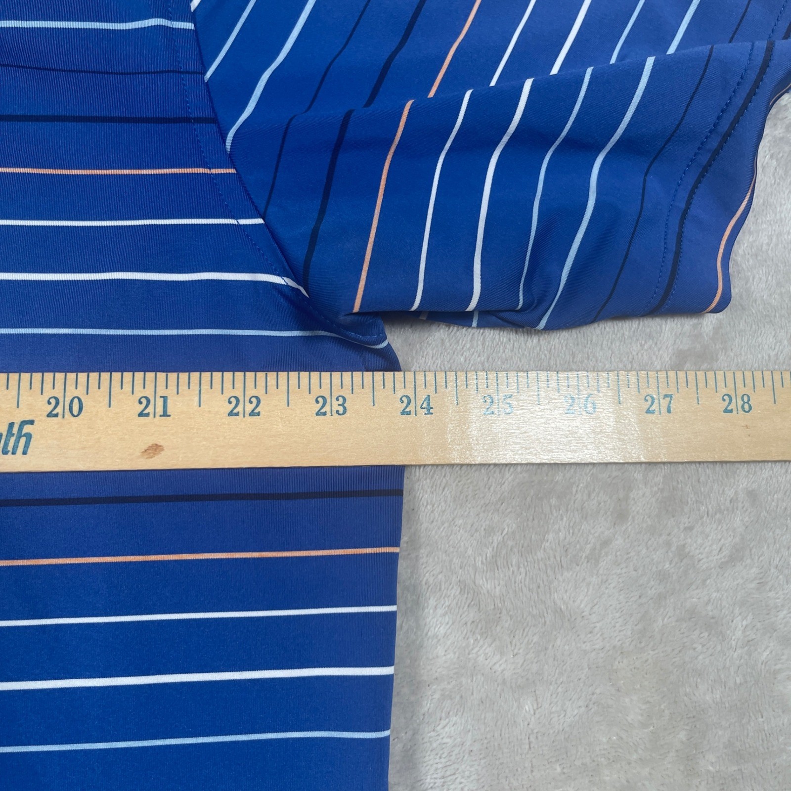 Peter Millar Summer Comfort Polo Mens L Blue Striped Performance Short Sleeve
