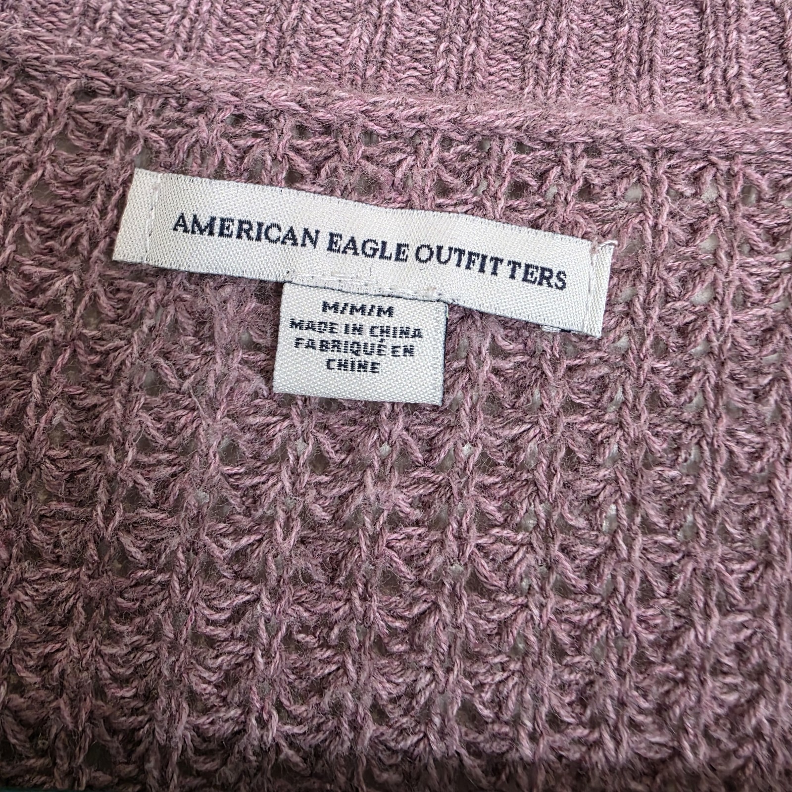 American Eagle Outfitters Purple Solid Knit Cotton Open Cardigan Sweater Women M