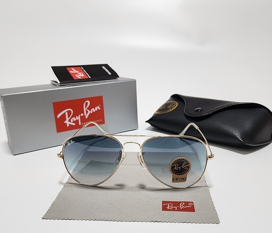 Ray-Ban RB3025 Aviator Sunglasses Gold Frame Blue Gradient Lens UV400