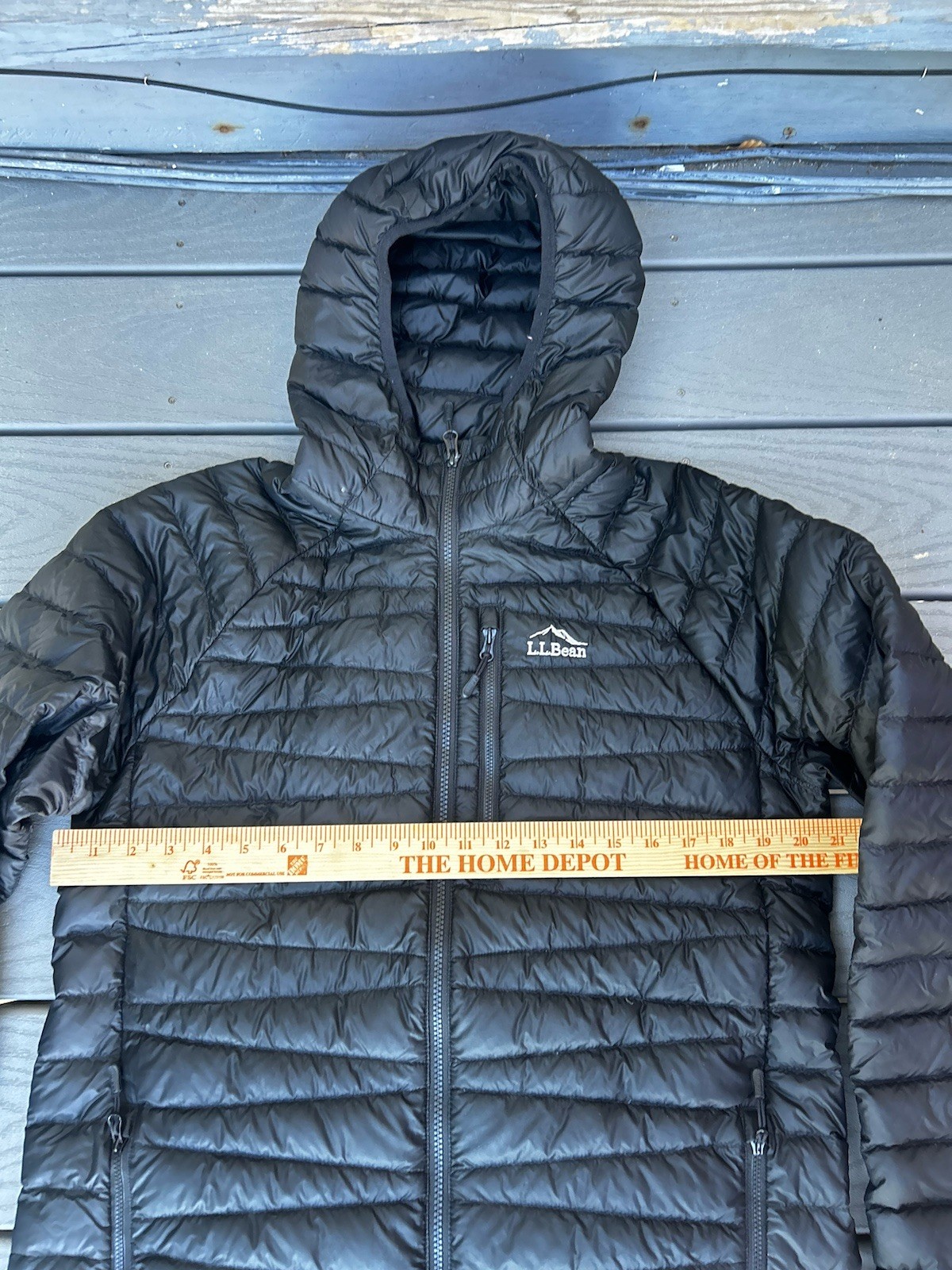 LL Bean Ultralight 850 Down Hooded Jacket Black Size Med T Downtek Pertex Puffer