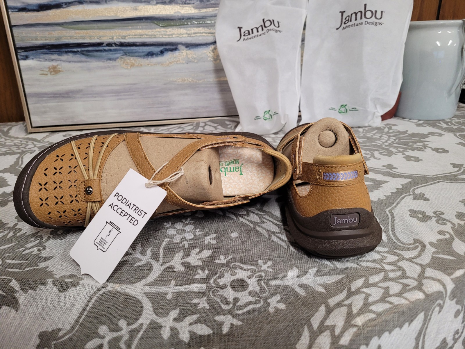 Jambu Pine Mary Jane Strappy Flat Hiking Shoe Womens Taupe Tan Size 8.5