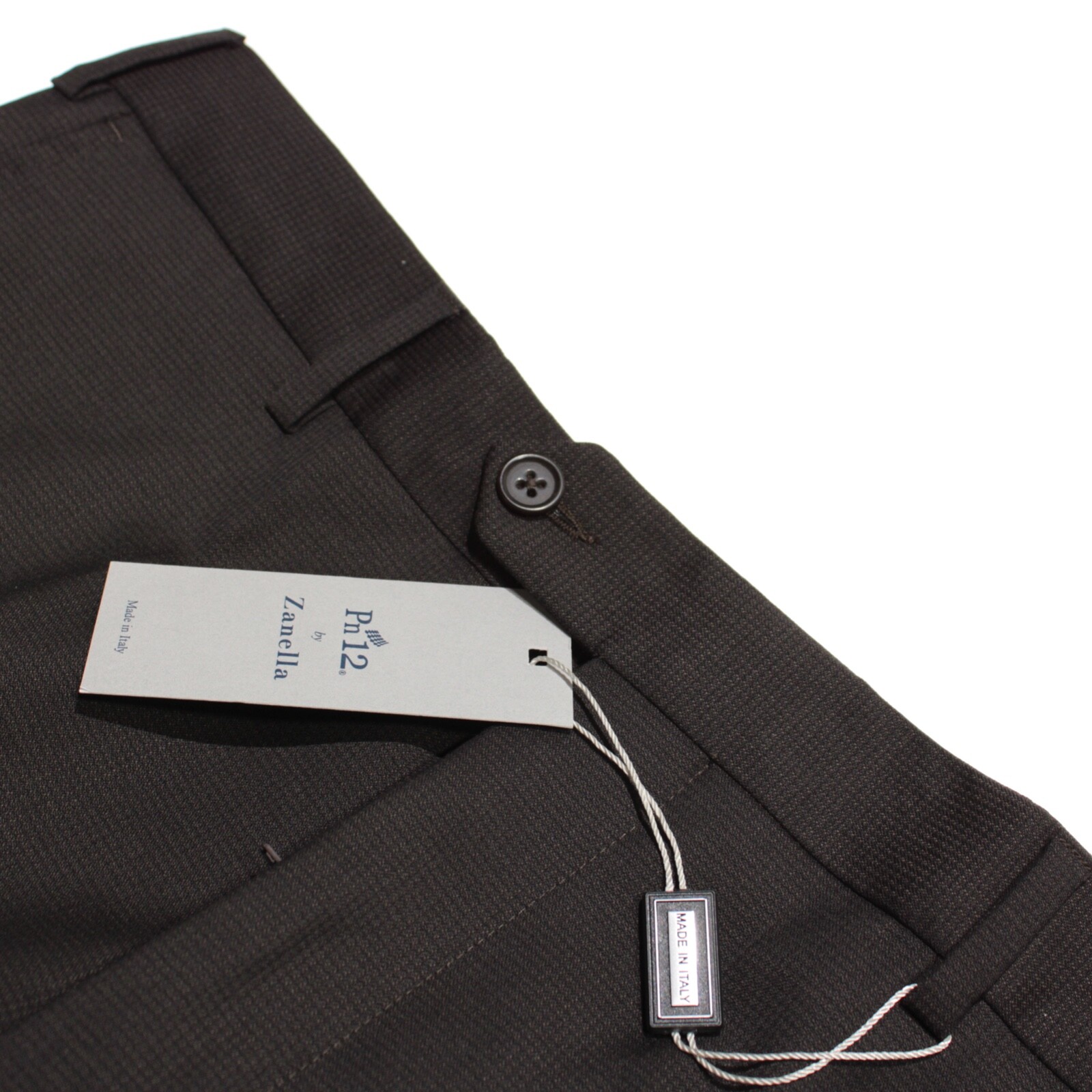 Zanella NWT Dress Pants Size 35 US In Brown Small Pattern 100% Wool