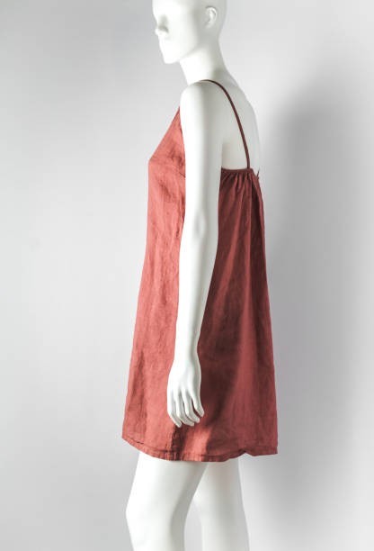 Terra Cotta Linen Look Mini Dress Women’s Casual Sleeveless Button Front Sundres