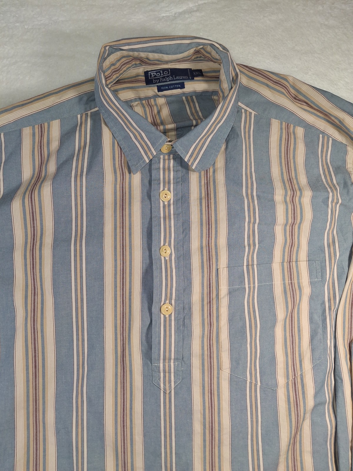 Polo by Ralph Lauren Men’s XXL Striped Button Down Pullover Popover Shirt Rare